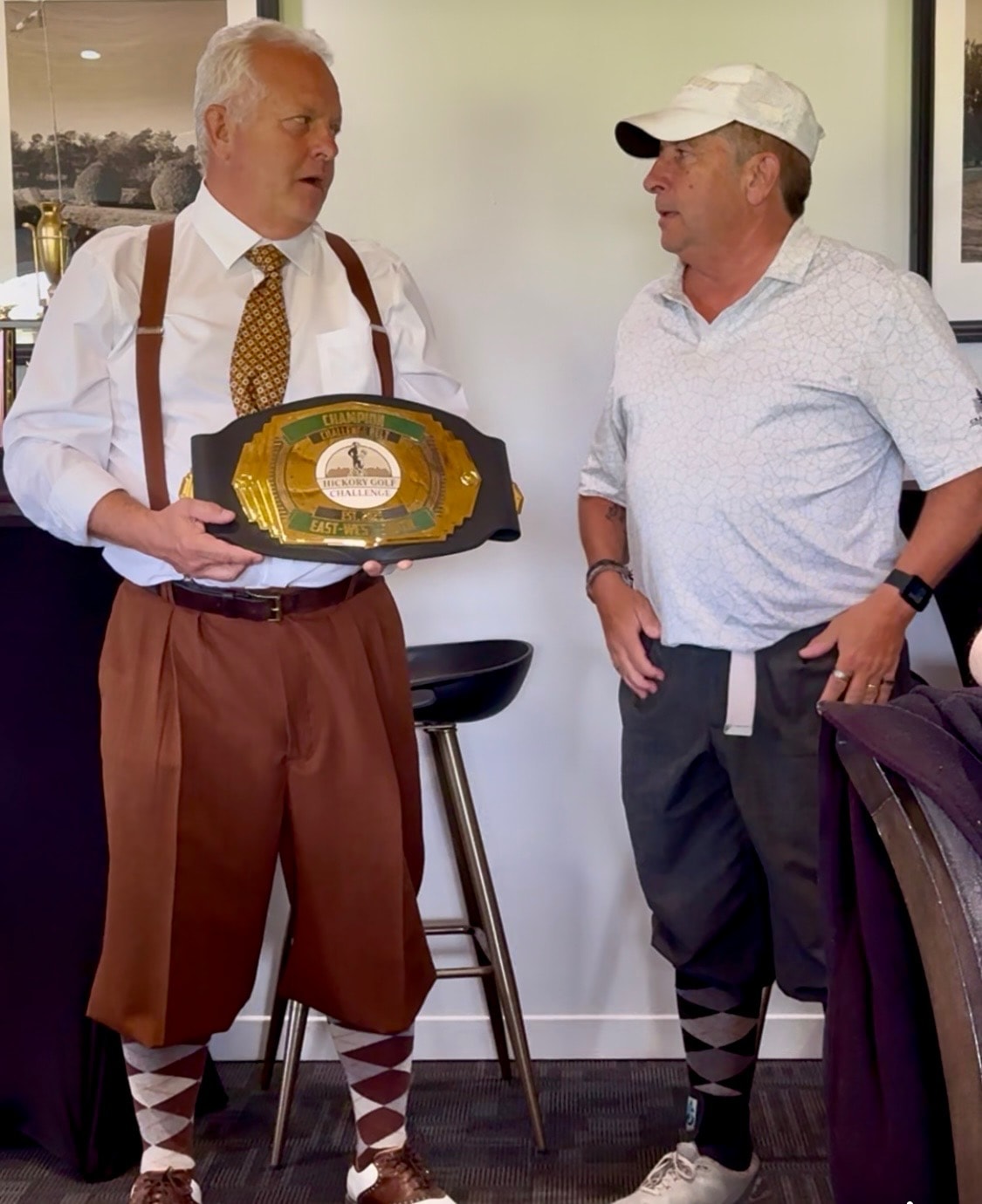 Champion belt presentation at the Hickory Golf Challenge
